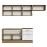 Cocina Integral Agata Marrón y Blanco 260x225cm sin Mesón para Pozuelo Izquierda y sin Estufa