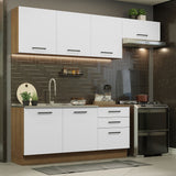Cocina Integral Agata Marrón y Blanco 260x225cm sin Mesón para Pozuelo Izquierda y sin Estufa