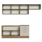 Cocina Integral Agata Marrón y Crema 260x225cm sin Mesón para Pozuelo Izquierda y sin Estufa