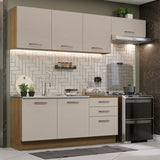 Cocina Integral Agata Marrón y Crema 260x225cm sin Mesón para Pozuelo Izquierda y sin Estufa