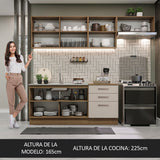 Cocina Integral Agata Marrón y Crema 260x225cm sin Mesón para Pozuelo Izquierda y sin Estufa