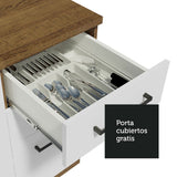 Cocina Integral Agata Marrón y Blanco 330x225cm sin Mesón para Pozuelo Izquierda y sin Estufa