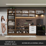 Cocina Integral Agata Marrón y Blanco 330x225cm sin Mesón para Pozuelo Izquierda y sin Estufa
