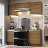 Cocina Integral Glamy Marrón 180x225cm con Mesón de Madera Aglomerada Mdp y sin Estufa