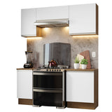 Cocina Integral Glamy Marrón y Blanco 180x225cm con Mesón de Madera Aglomerada Mdp y sin Estufa