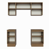 Cocina Integral Glamy Marrón y Blanco 180x225cm con Mesón de Madera Aglomerada Mdp y sin Estufa