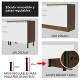 Cocina Integral Glamy Marrón y Blanco 180x225cm con Mesón de Madera Aglomerada Mdp y sin Estufa