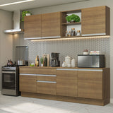 Cocina Integral Glamy Marrón 240x225cm con Mesón de Madera Aglomerada Mdp y sin Estufa