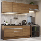 Cocina Integral Glamy Marrón 260x225cm sin Mesón para Pozuelo Izquierda y sin Estufa