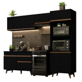 Cocina Integral Reims Negro 260x210cm con Mesón de Madera Aglomerada Mdp y sin Estufa