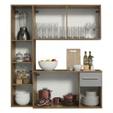 Cocina Integral Easy Marrón y Gris 120x136cm con Mesón de Madera Aglomerada Mdp y sin Estufa