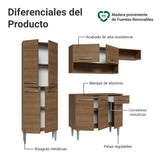 Cocina Integral Emily Marrón 229x186cm con Mesón de Madera Aglomerada Mdp con Nueve Puertas y sin Estufa