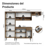 Cocina Integral Emily Marrón 229x186cm con Mesón de Madera Aglomerada Mdp con Nueve Puertas y sin Estufa