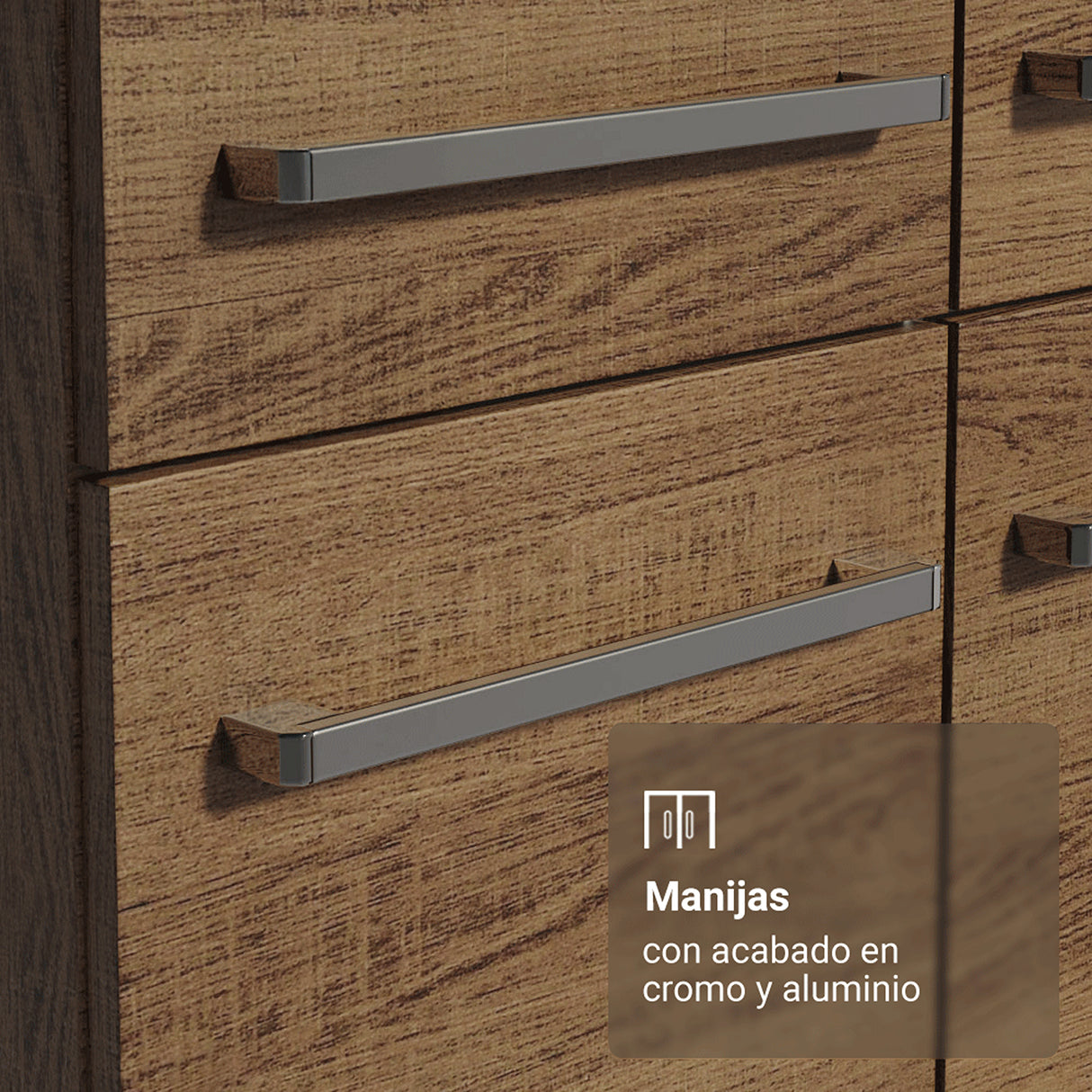 Cocina Integral Emily Marrón 229x186cm con Mesón de Madera Aglomerada Mdp y sin Estufa