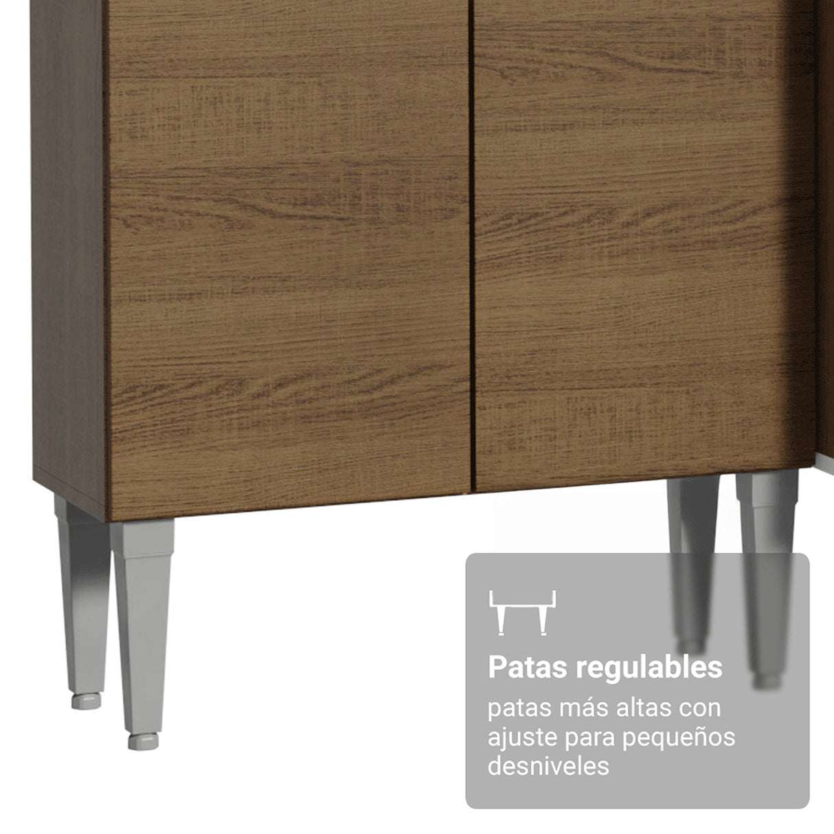 Cocina Integral Emily Marrón 229x186cm con Mesón de Madera Aglomerada Mdp y sin Estufa