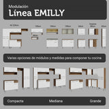 Cocina Integral Emily Marrón y Blanco 229x186cm con Mesón de Madera Aglomerada Mdp y sin Estufa