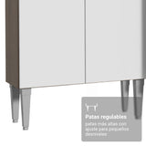 Cocina Integral Emily Marrón y Blanco 229x186cm con Mesón de Madera Aglomerada Mdp y sin Estufa