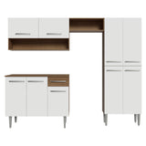 Cocina Integral Emily Marrón y Blanco 229x186cm con Mesón de Madera Aglomerada Mdp y sin Estufa