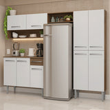 Cocina Integral Emily Marrón y Blanco 229x186cm con Mesón de Madera Aglomerada Mdp y sin Estufa