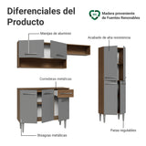 Cocina Integral Emily Marrón y Gris 229x186cm con Mesón de Madera Aglomerada Mdp y sin Estufa