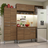 Cocina Integral Emily Marrón 229x210cm con Mesón de Madera Aglomerada Mdp y sin Estufa