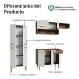 Cocina Integral Emily Marrón y Blanco 229x210cm con Mesón de Madera Aglomerada Mdp y sin Estufa