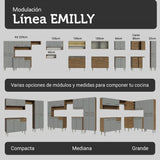 Cocina Integral Emily Marrón y Gris 229x210cm con Mesón de Madera Aglomerada Mdp y sin Estufa