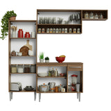Cocina Integral Emily Marrón y Gris 229x210cm con Mesón de Madera Aglomerada Mdp y sin Estufa