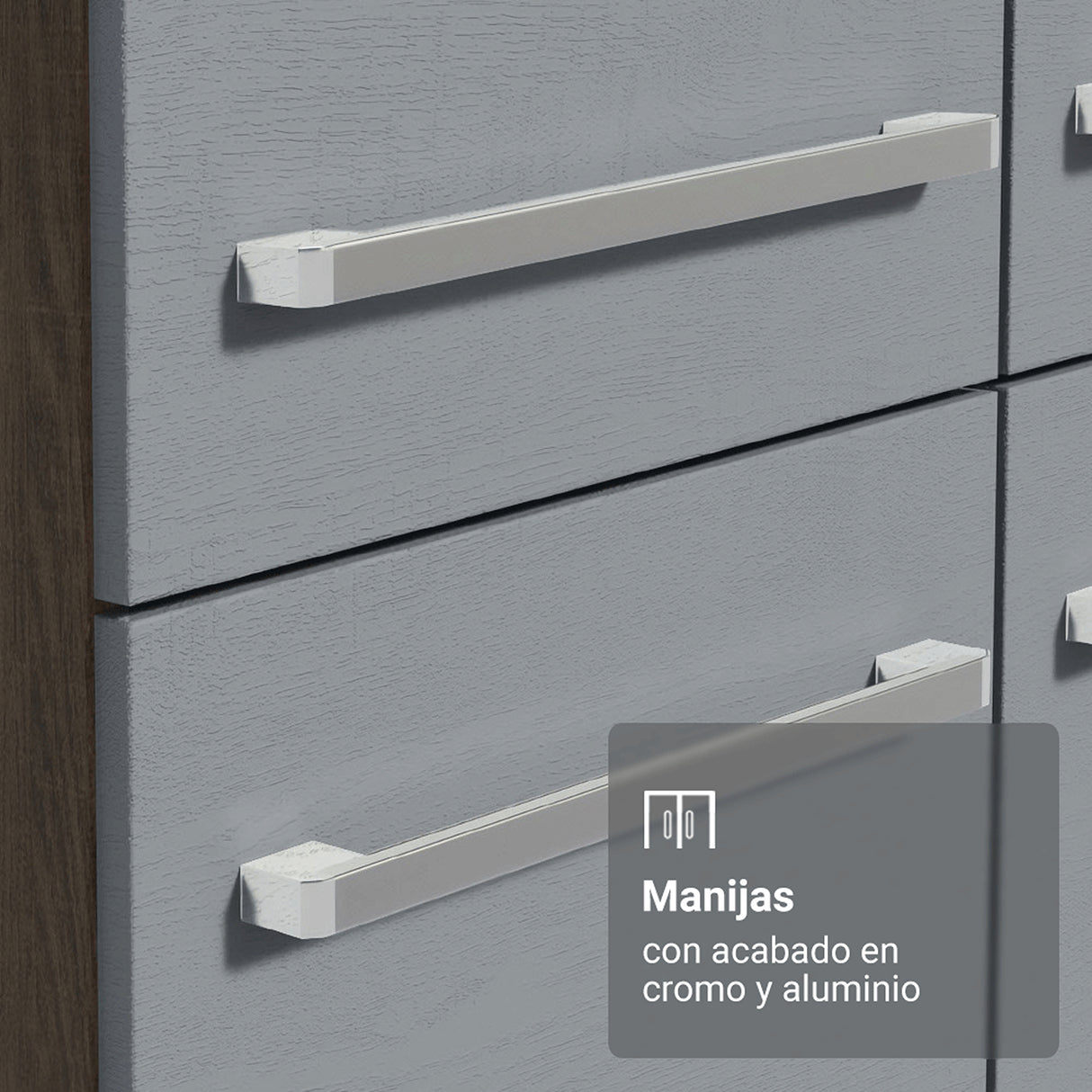 Cocina Integral Emily Marrón y Gris 229x210cm con Mesón de Madera Aglomerada Mdp y sin Estufa