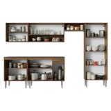 Cocina Integral Emily Marrón 293x186cm con Mesón de Madera Aglomerada Mdp y sin Estufa