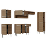 Cocina Integral Emily Marrón 293x186cm con Mesón de Madera Aglomerada Mdp y sin Estufa