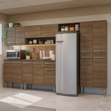 Cocina Integral Emily Marrón 293x186cm con Mesón de Madera Aglomerada Mdp y sin Estufa