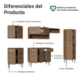 Cocina Integral Emily Marrón 293x186cm con Mesón de Madera Aglomerada Mdp y sin Estufa
