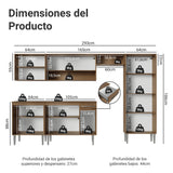 Cocina Integral Emily Marrón 293x186cm con Mesón de Madera Aglomerada Mdp y sin Estufa