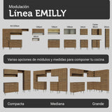 Cocina Integral Emily Marrón 325x186cm con Mesón de Madera Aglomerada Mdp y sin Estufa