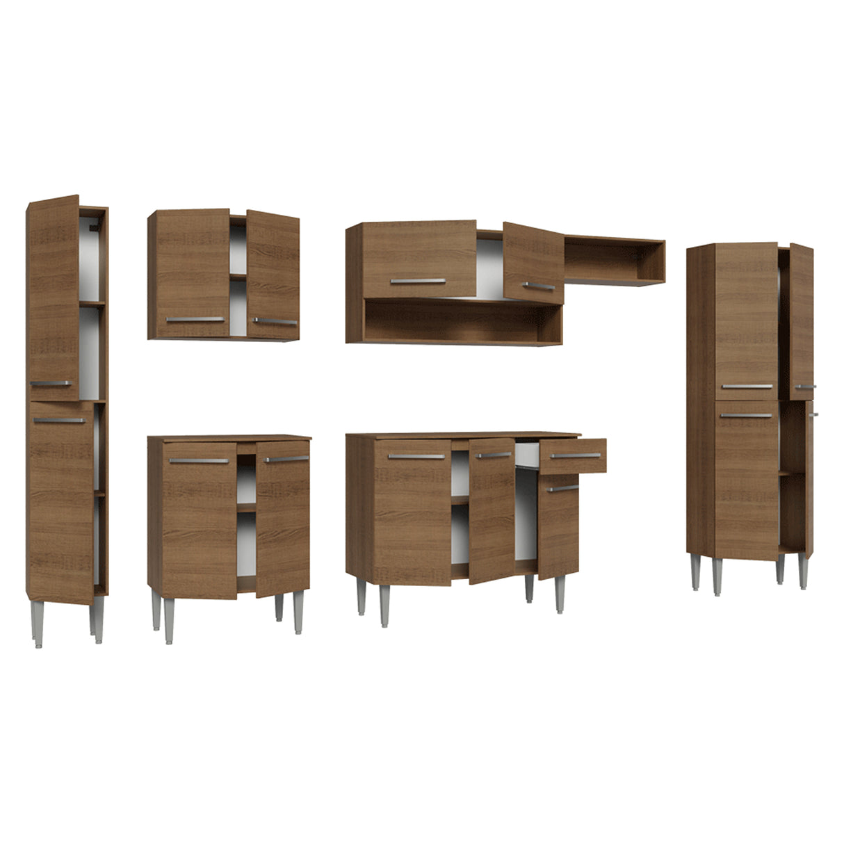 Cocina Integral Emily Marrón 325x186cm con Mesón de Madera Aglomerada Mdp y sin Estufa