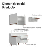 Cocina Integral Reims Blanco 190x210cm con Mesón de Madera Aglomerada Mdp con Cinco Puertas y sin Estufa