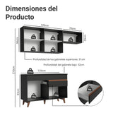 Cocina Integral Reims Negro 190x210cm con Mesón de Madera Aglomerada Mdp con Cinco Puertas y sin Estufa