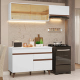 Cocina Integral Reims Blanco 190x210cm con Mesón de Madera Aglomerada Mdp con Un Cajón y sin Estufa