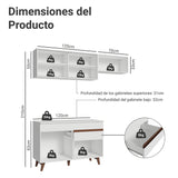 Cocina Integral Reims Blanco 190x210cm con Mesón de Madera Aglomerada Mdp con Un Cajón y sin Estufa