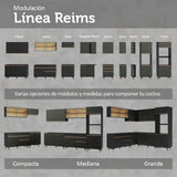 Cocina Integral Reims Negro y Marrón 190x210cm con Mesón de Madera Aglomerada Mdp con Cinco Puertas y sin Estufa