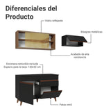 Cocina Integral Reims Negro y Marrón 190x210cm con Mesón de Madera Aglomerada Mdp con Cinco Puertas y sin Estufa