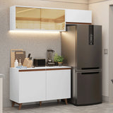 Cocina Integral Reims Blanco 190x210cm con Mesón de Madera Aglomerada Mdp y sin Estufa