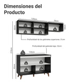 Cocina Integral Reims Negro 190x210cm con Mesón de Madera Aglomerada Mdp con Dos Puertas Inferiores y sin Estufa