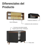 Cocina Integral Reims Negro y Marrón 190x210cm con Mesón de Madera Aglomerada Mdp y sin Estufa
