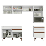 Cocina Integral Reims Blanco 250x210cm con Mesón de Madera Aglomerada Mdp con Un Cajón y sin Estufa