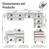 Cocina Integral Reims Blanco 250x210cm con Mesón de Madera Aglomerada Mdp con Un Cajón y sin Estufa