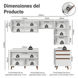 Cocina Integral Reims Blanco 250x210cm con Mesón de Madera Aglomerada Mdp y sin Estufa