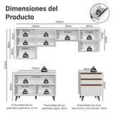 Cocina Integral Reims Blanco 250x210cm con Mesón de Madera Aglomerada Mdp con Espacio para Microondas Izquierdo y sin Estufa