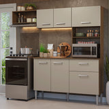 Cocina Integral Aura Marrón y Crema 196x187cm con Mesón de Madera Aglomerada Mdp y sin Estufa